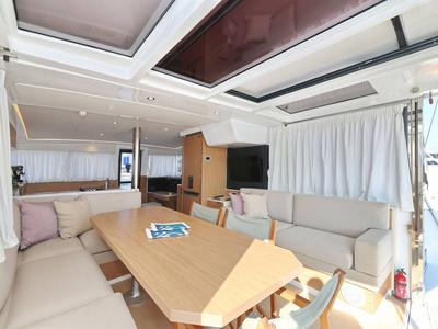 Salon of Azul, a Bali 4.2 catamaran at Procida, Italy
