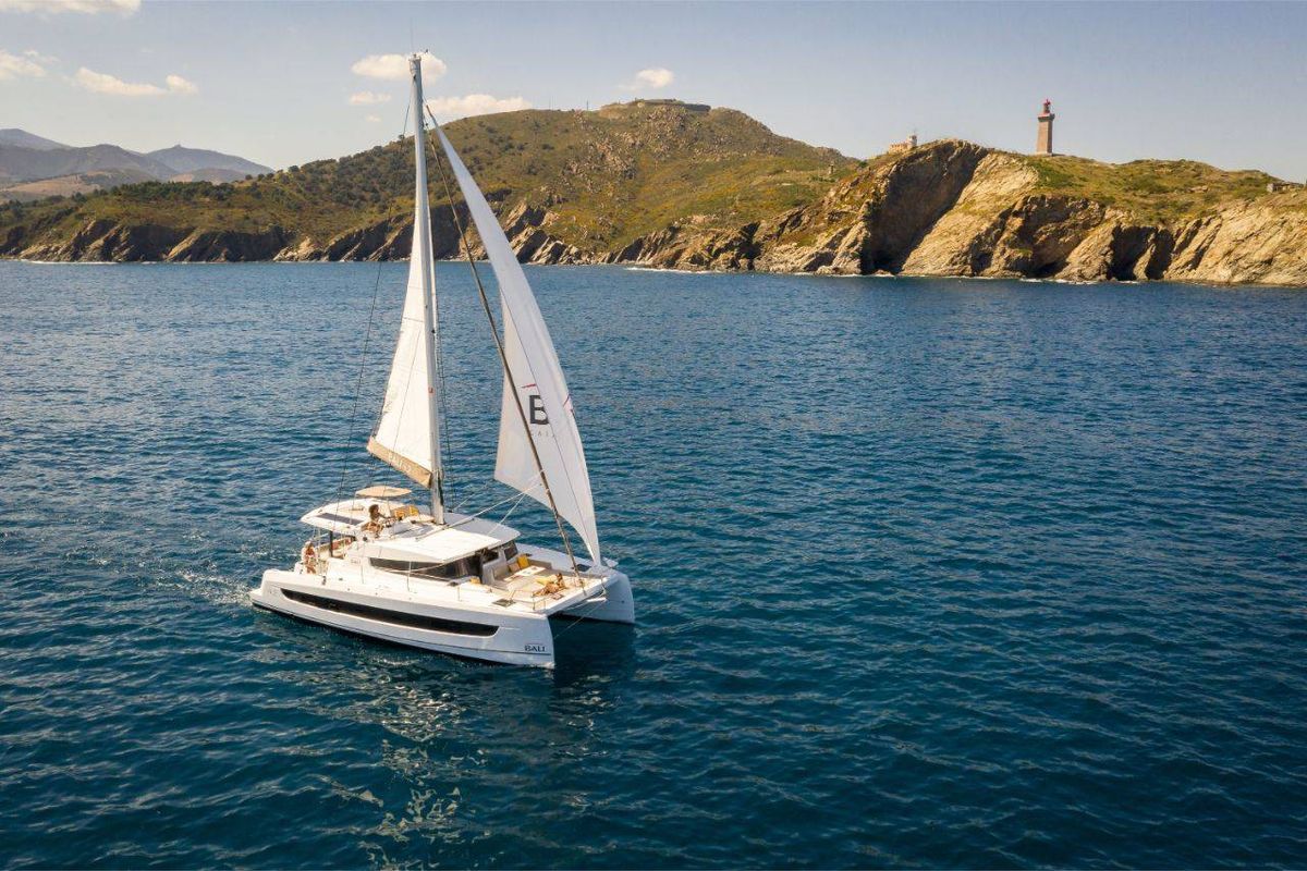 Exterior view of Azul, a Bali 4.2 catamaran at Procida, Italy