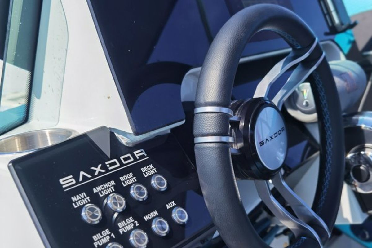 Cockpit of Ula, a Saxdor Yachts Saxdor 200 motorboat at Općina Sukošan, Croatia