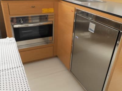 Galley of Whispering Breeze, a Excess 11 catamaran at Fethiye, Turkey