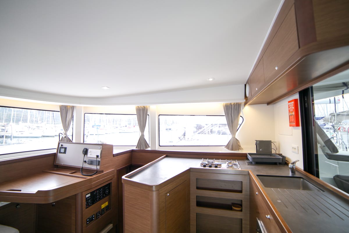 Galley of Sail Adasu, a Lagoon 42 catamaran at Fethiye, Turkey