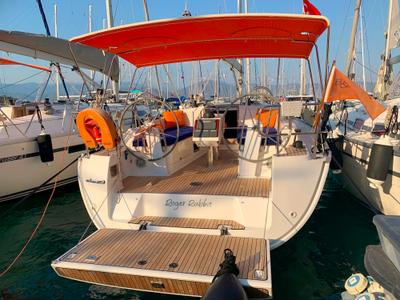 Deck of Roger Rabbit, a Bavaria 37 sailboat at Fethiye, Turkey