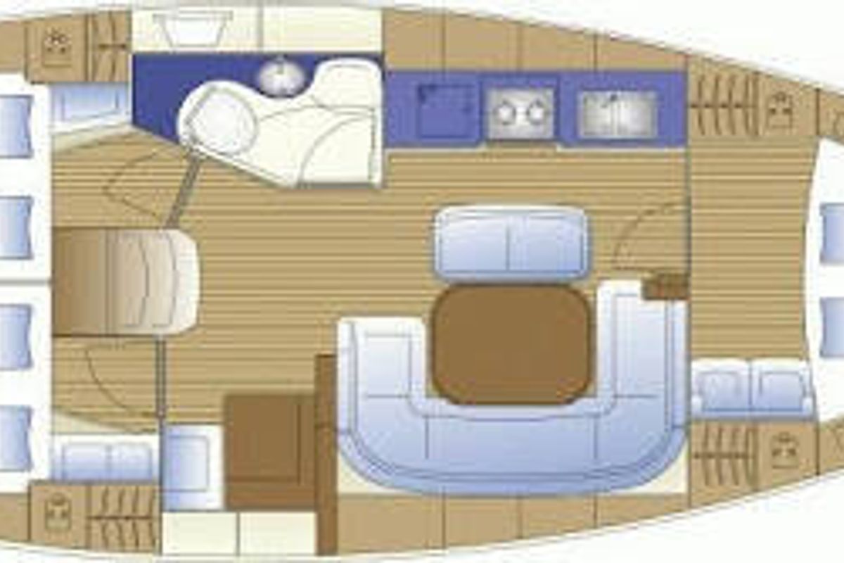 Floor plan of Classic, a Bavaria 38 sailboat at Volos Municipality, Greece