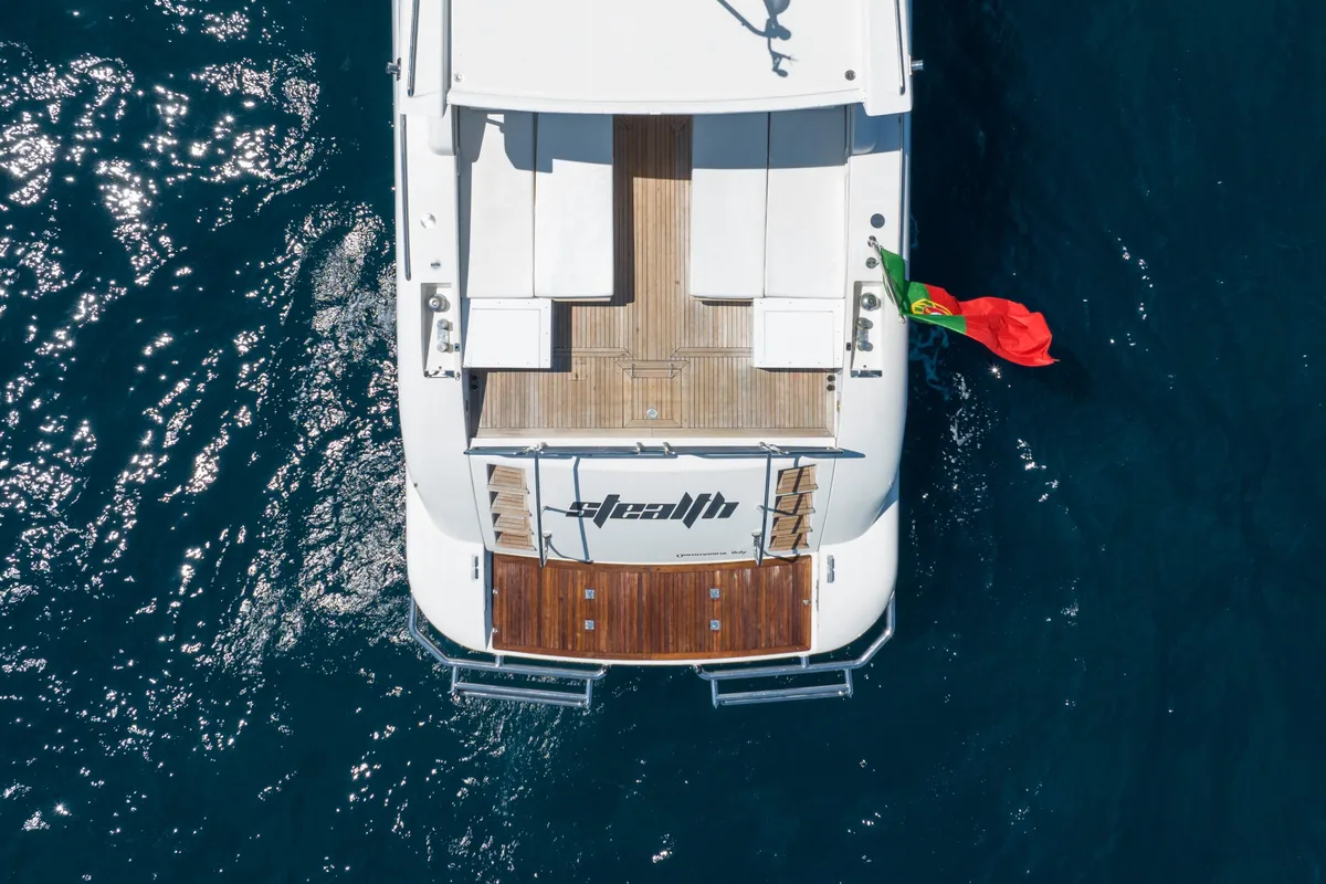 Exterior view of Stealth One, a Gulet Mangusta 80 yacht at Cannes, France