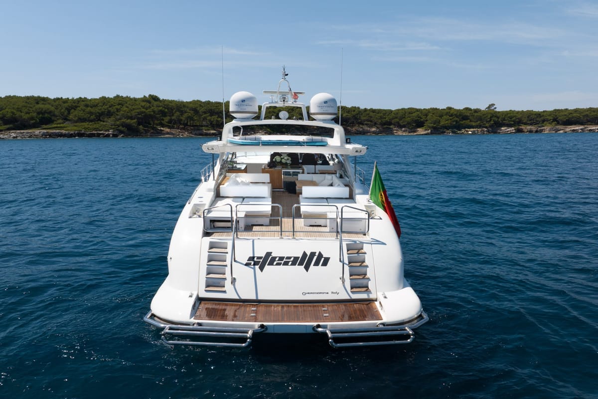 Exterior view of Stealth One, a Gulet Mangusta 80 yacht at Cannes, France