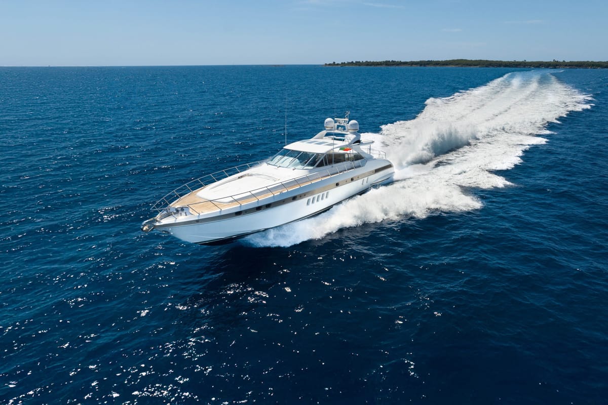 Exterior view of Stealth One, a Gulet Mangusta 80 yacht at Cannes, France