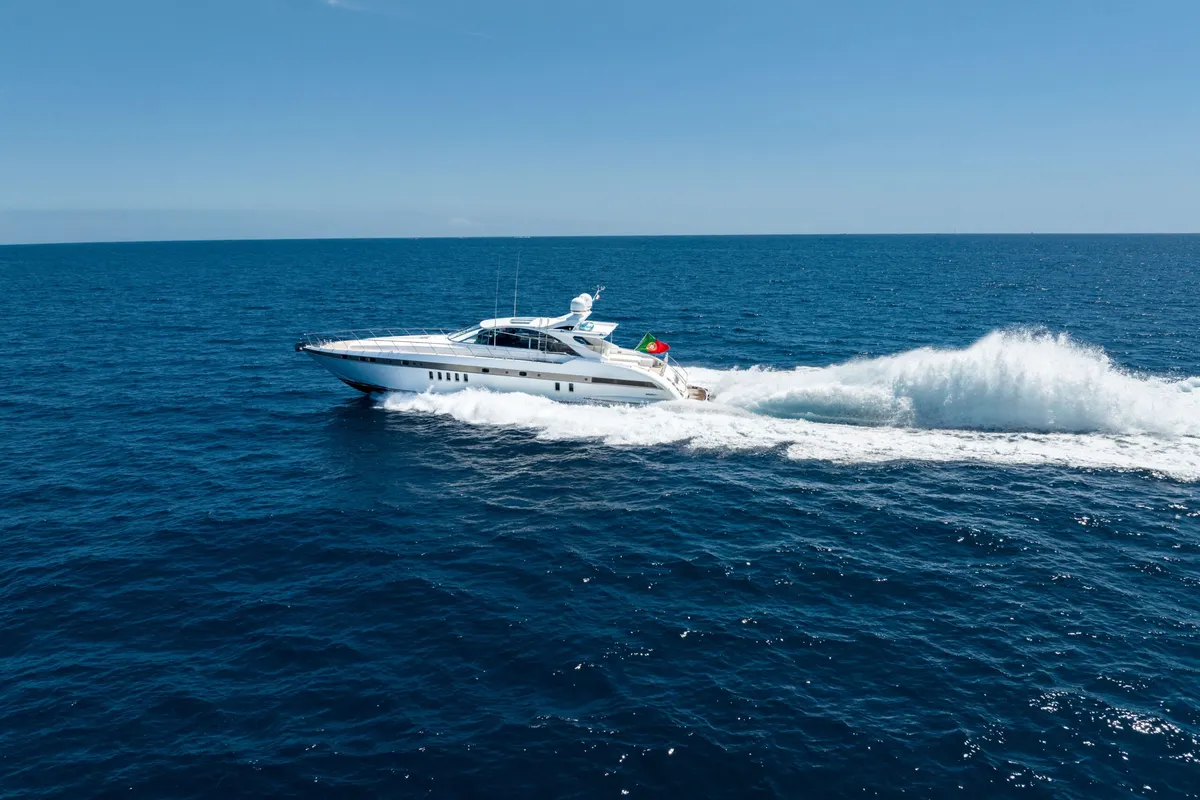 Exterior view of Stealth One, a Gulet Mangusta 80 yacht at Cannes, France