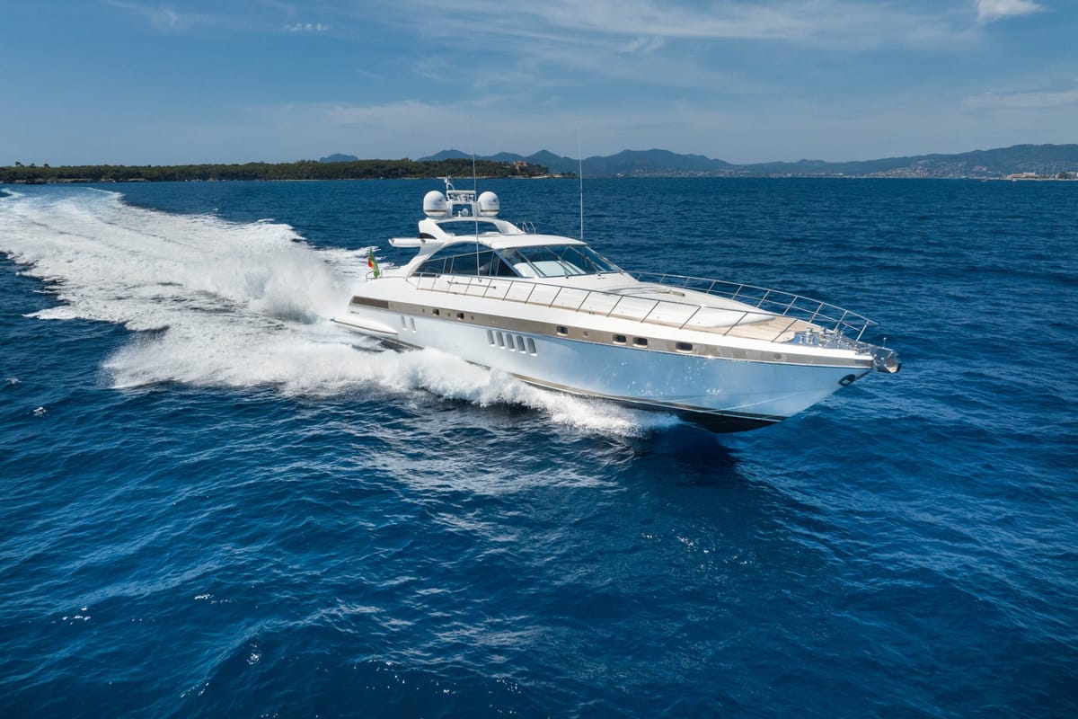 Exterior view of Stealth One, a Gulet Mangusta 80 yacht at Cannes, France