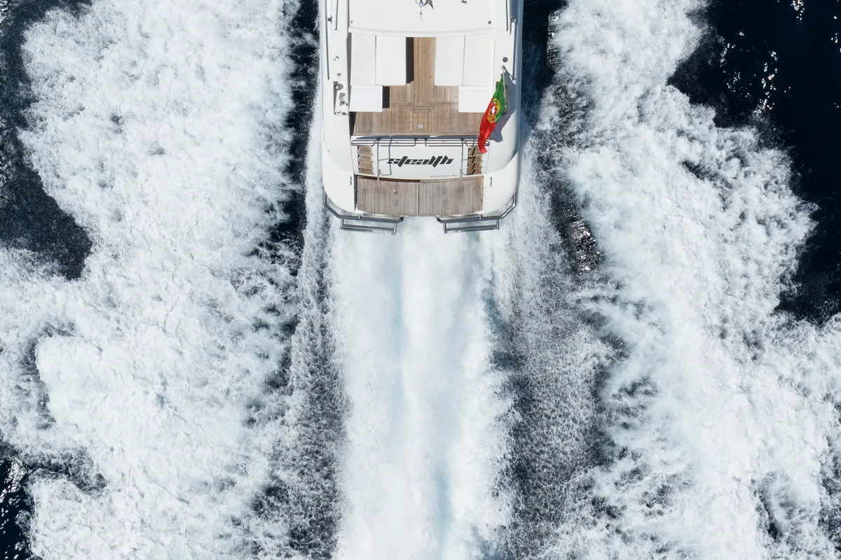 Exterior view of Stealth One, a Gulet Mangusta 80 yacht at Cannes, France