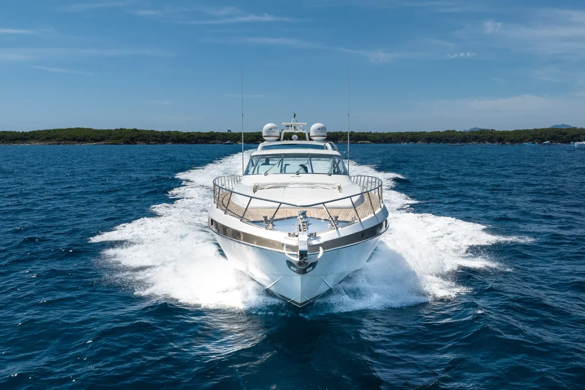 Exterior view of Stealth One, a Gulet Mangusta 80 yacht at Cannes, France