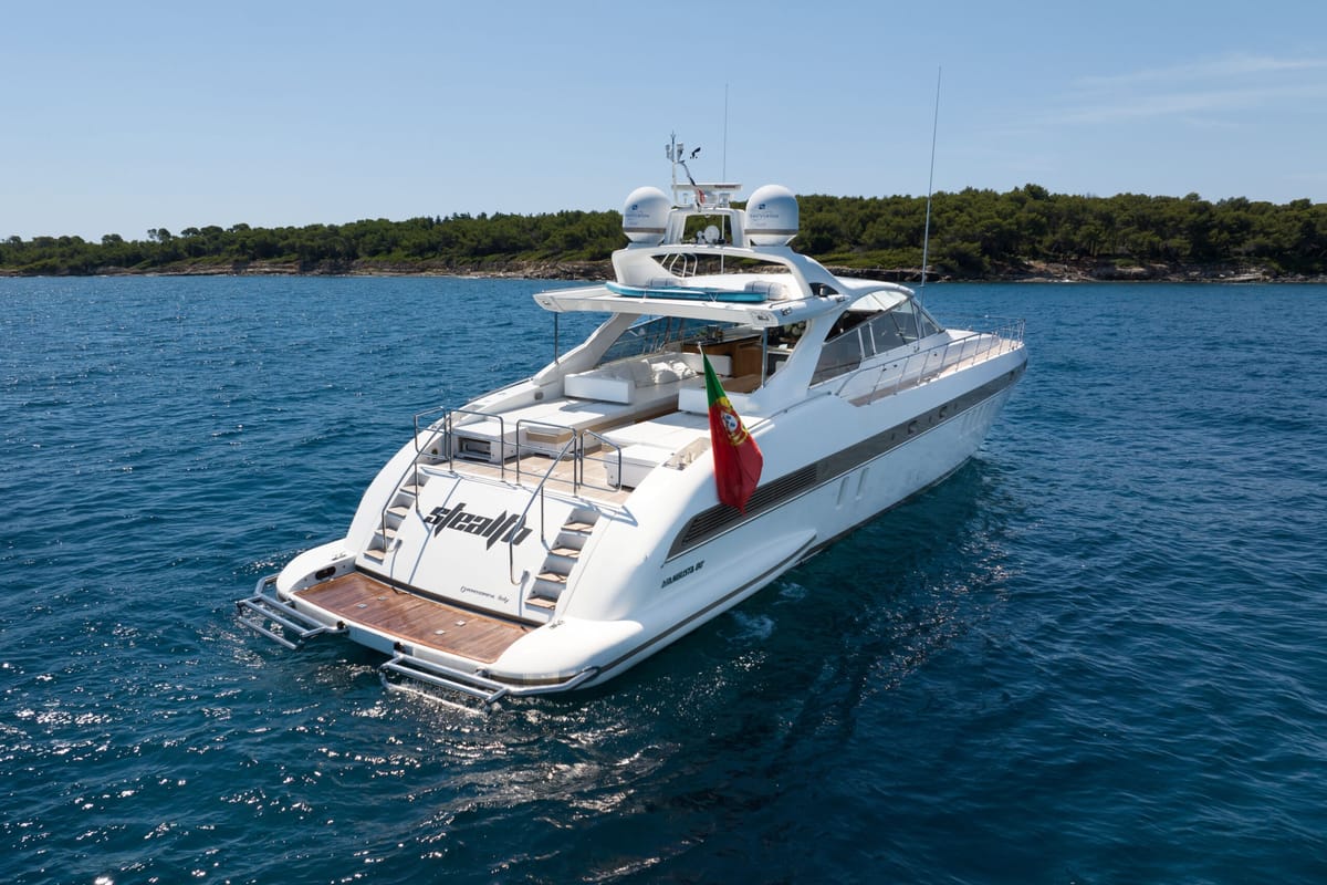 Exterior view of Stealth One, a Gulet Mangusta 80 yacht at Cannes, France