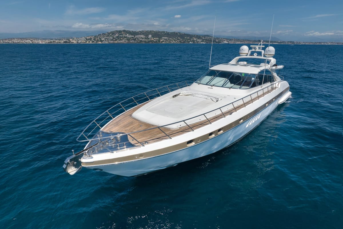 Exterior view of Stealth One, a Gulet Mangusta 80 yacht at Cannes, France