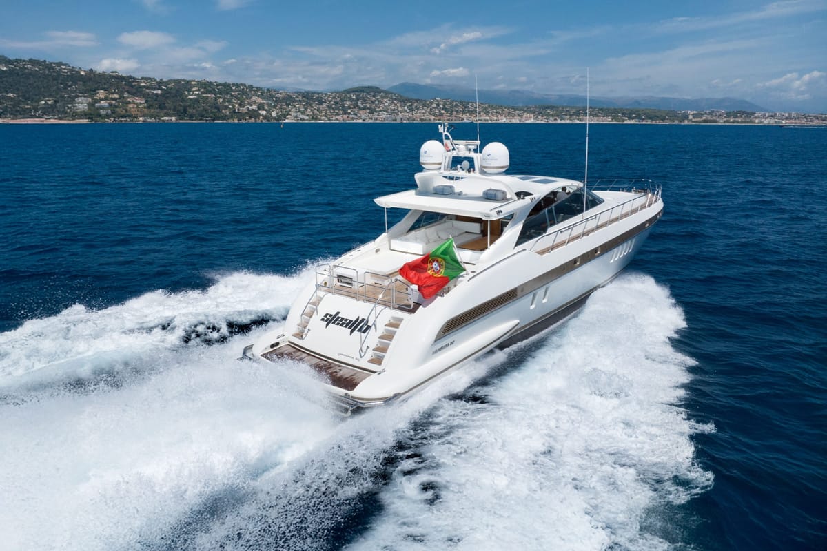 Exterior view of Stealth One, a Gulet Mangusta 80 yacht at Cannes, France
