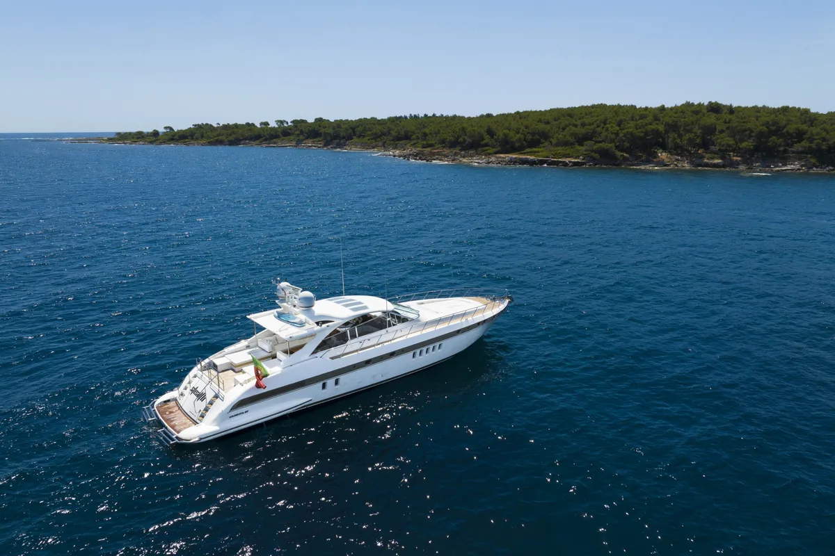 Exterior view of Stealth One, a Gulet Mangusta 80 yacht at Cannes, France