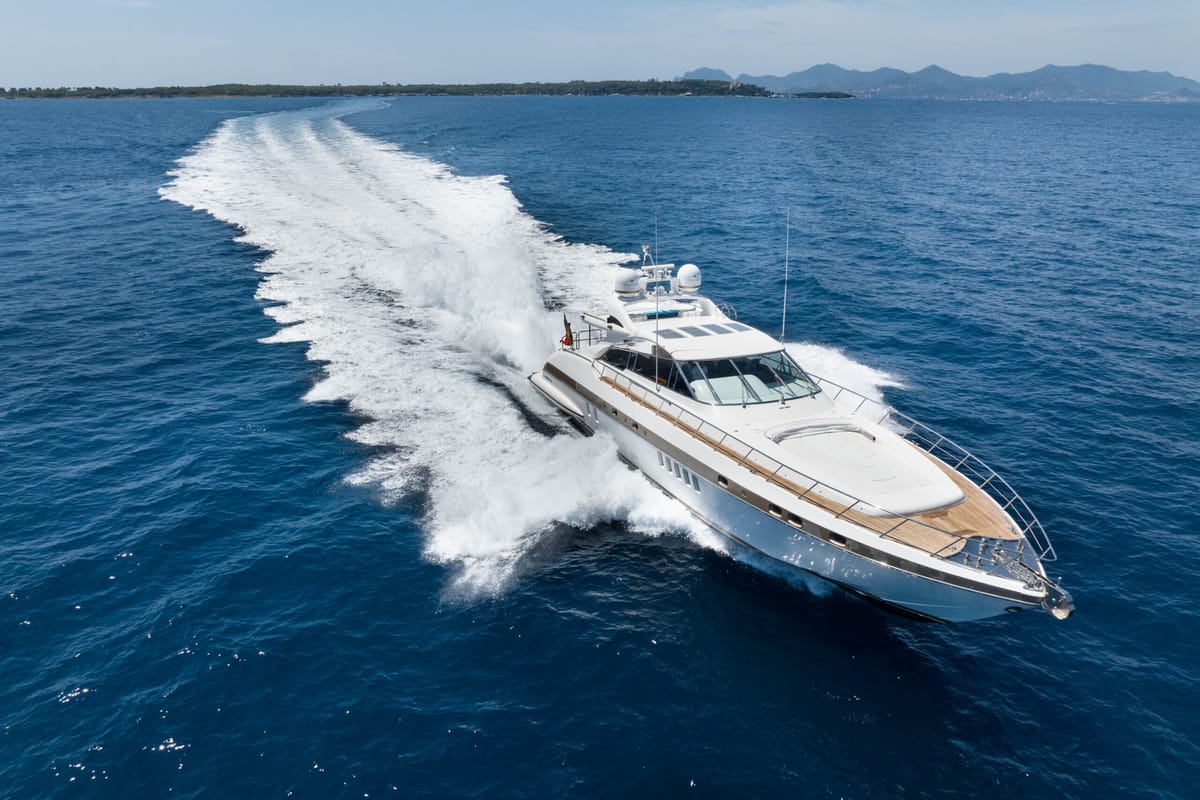 Exterior view of Stealth One, a Gulet Mangusta 80 yacht at Cannes, France