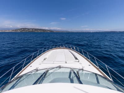 Deck of Stealth One, a Gulet Mangusta 80 yacht at Cannes, France