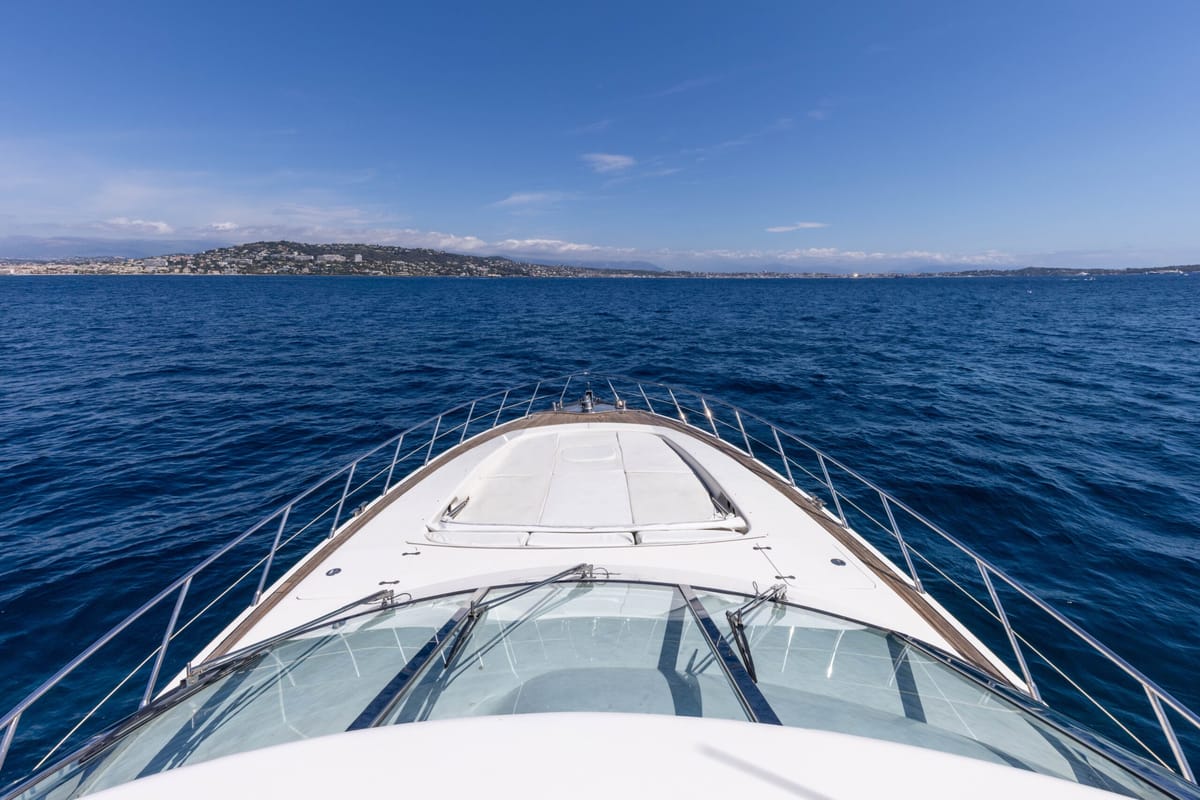 Deck of Stealth One, a Gulet Mangusta 80 yacht at Cannes, France