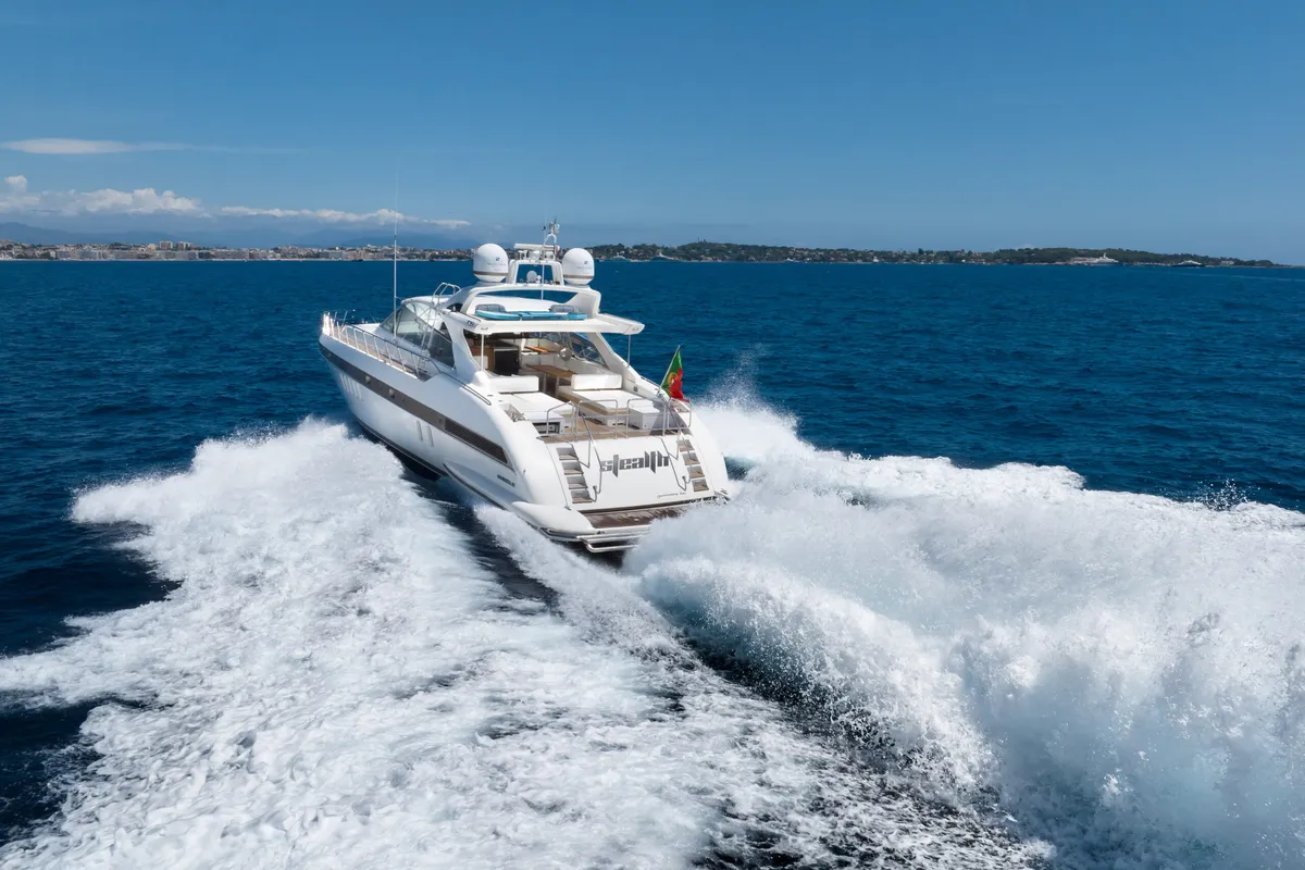 Exterior view of Stealth One, a Gulet Mangusta 80 yacht at Cannes, France