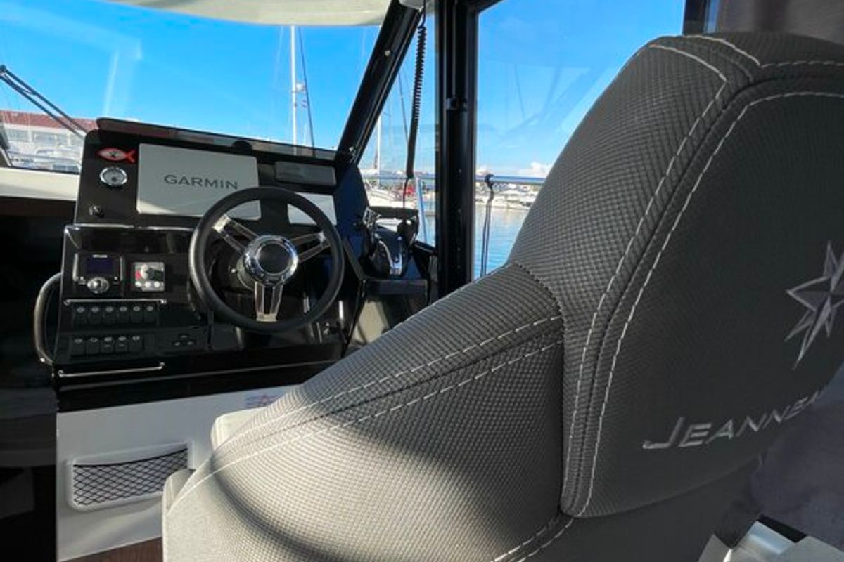 Cockpit of Ojj Misia, a Jeanneau Merry Fisher 1095 motorboat at Pirovac, Croatia