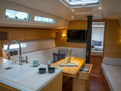 Salon of Areti, a X-Yachts X4⁰ sailboat at Lavreotiki Municipal Unit, Greece