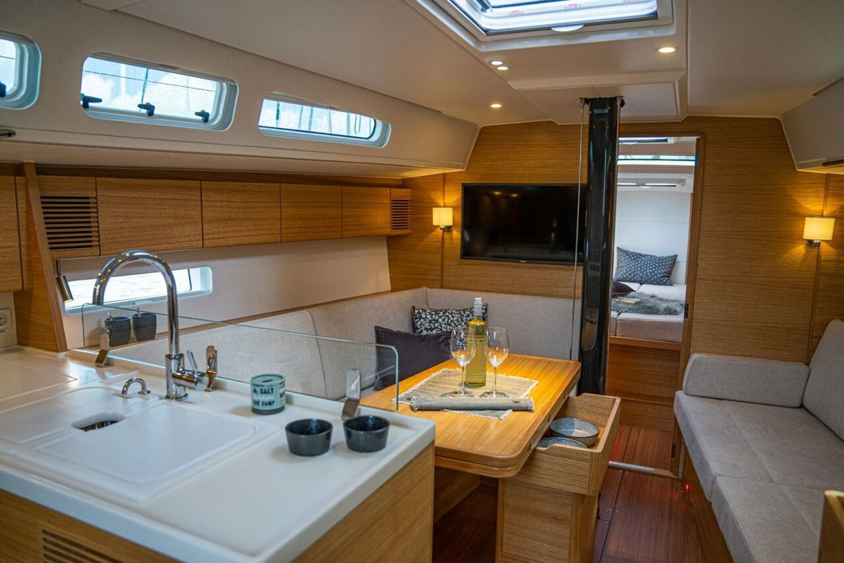 Salon of Areti, a X-Yachts X4⁰ sailboat at Lavreotiki Municipal Unit, Greece