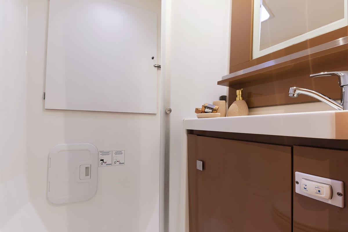 Head on Royal Cracow, a Fountaine Pajot Saba 50 catamaran at Grad Trogir, Croatia