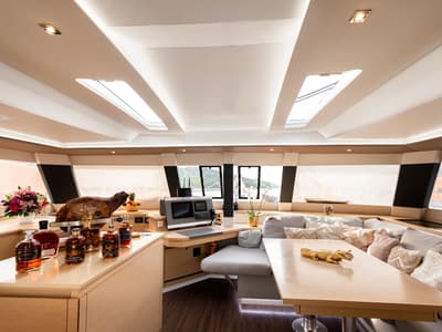 Salon of Royal Cracow, a Fountaine Pajot Saba 50 catamaran at Grad Trogir, Croatia