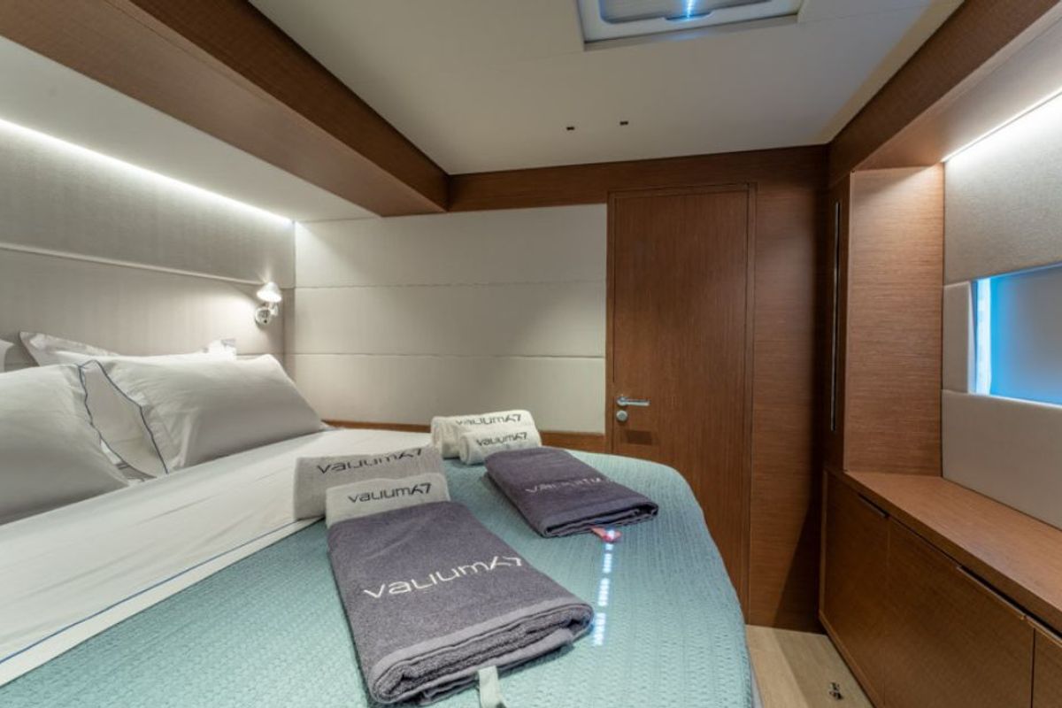 Cabin on Valium 67, a Lagoon Sixty 7 catamaran at Municipal Unit of Nea Peramos, Greece
