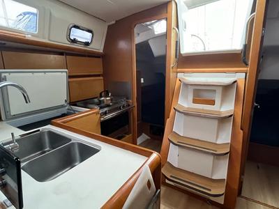 Galley of Corail, a Jeanneau Sun Odyssey 379 sailboat at Saint-Cast-le-Guildo, France