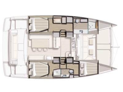 Floor plan of Viewfinder, a Bali 4.1 catamaran at Ribishi, Saint Vincent and the Grenadines