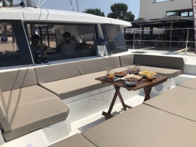 Deck of Viewfinder, a Bali 4.1 catamaran at Ribishi, Saint Vincent and the Grenadines