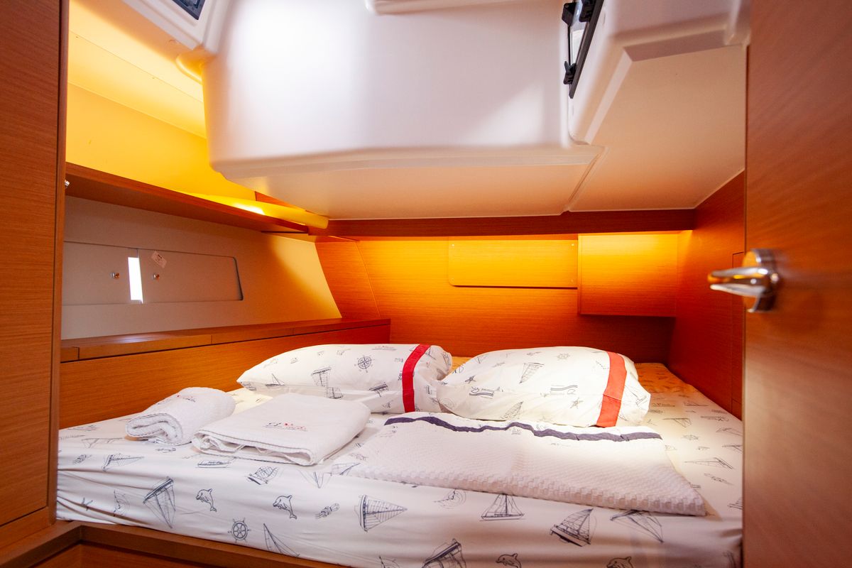 Cabin on Sarpico, a Dufour 470 sailboat at Marmaris, Turkey