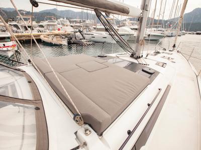 Deck of Sarpico, a Dufour 470 sailboat at Marmaris, Turkey
