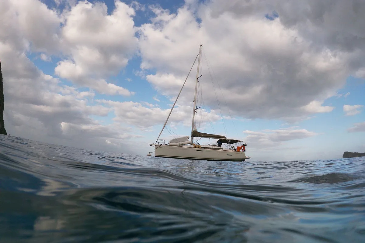 Exterior view of Algol, a Jeanneau Sun Odyssey 389 sailboat at Alameda, United States