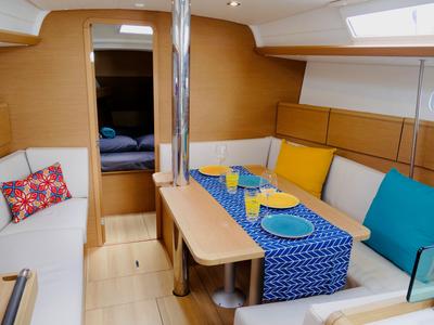 Salon of Algol, a Jeanneau Sun Odyssey 389 sailboat at Alameda, United States