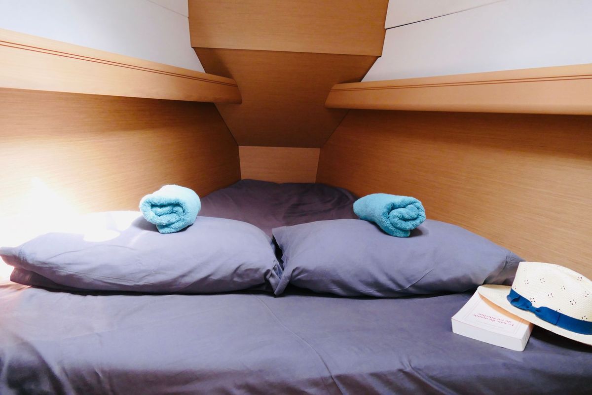 Cabin on Algol, a Jeanneau Sun Odyssey 389 sailboat at Alameda, United States
