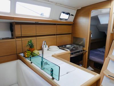 Galley of Algol, a Jeanneau Sun Odyssey 389 sailboat at Alameda, United States