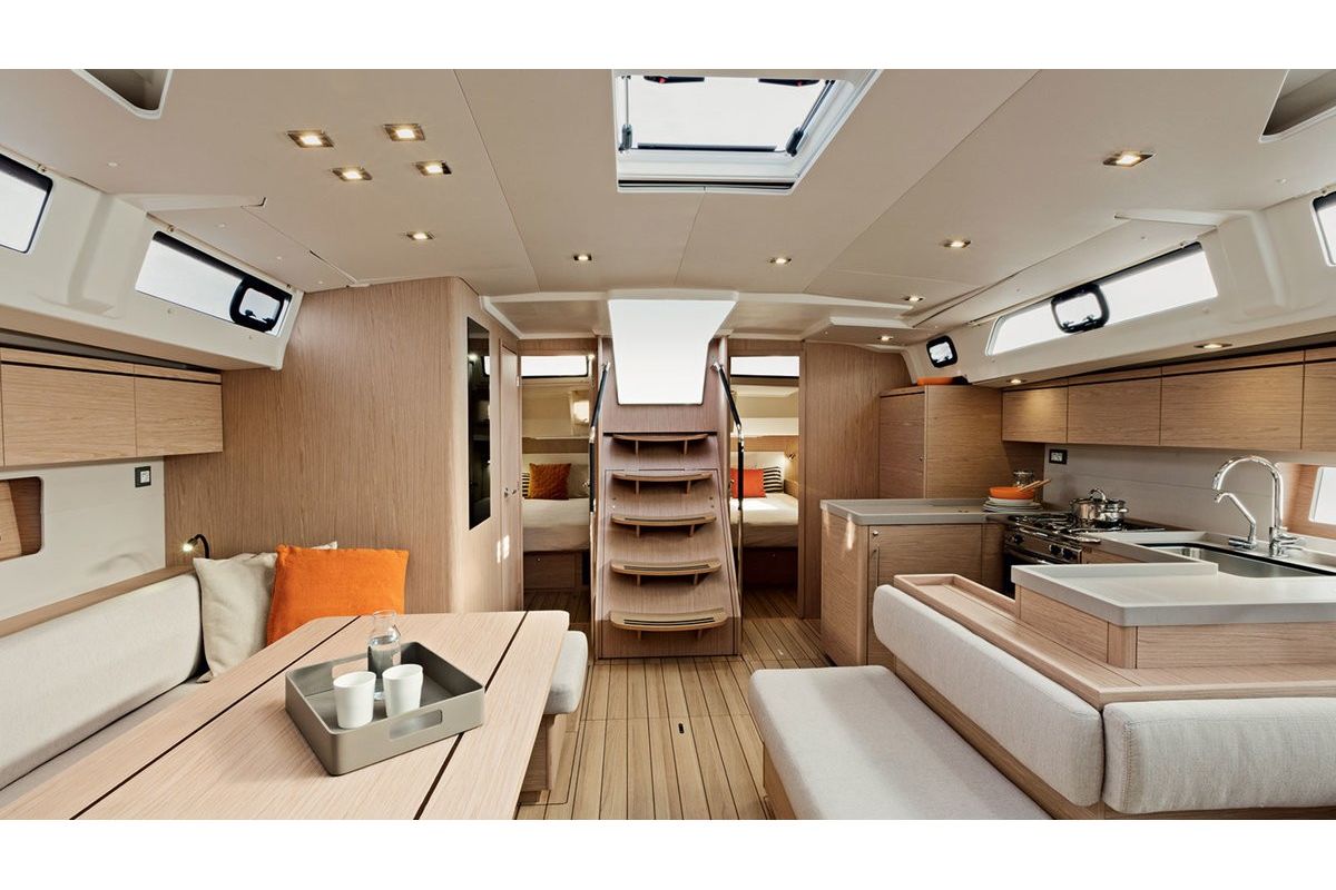 Salon of Sunsail 52.4 Classic, a Beneteau Oceanis 51.1 sailboat at Cannigione, Italy