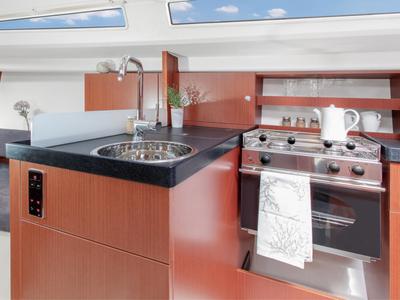 Galley of Waldi, a Hanse Yachts Hanse 315 sailboat at Altefähr, Germany