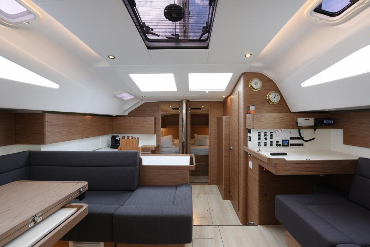 Salon of Mojito, a Elan Impression 50 sailboat at Zadar, Croatia