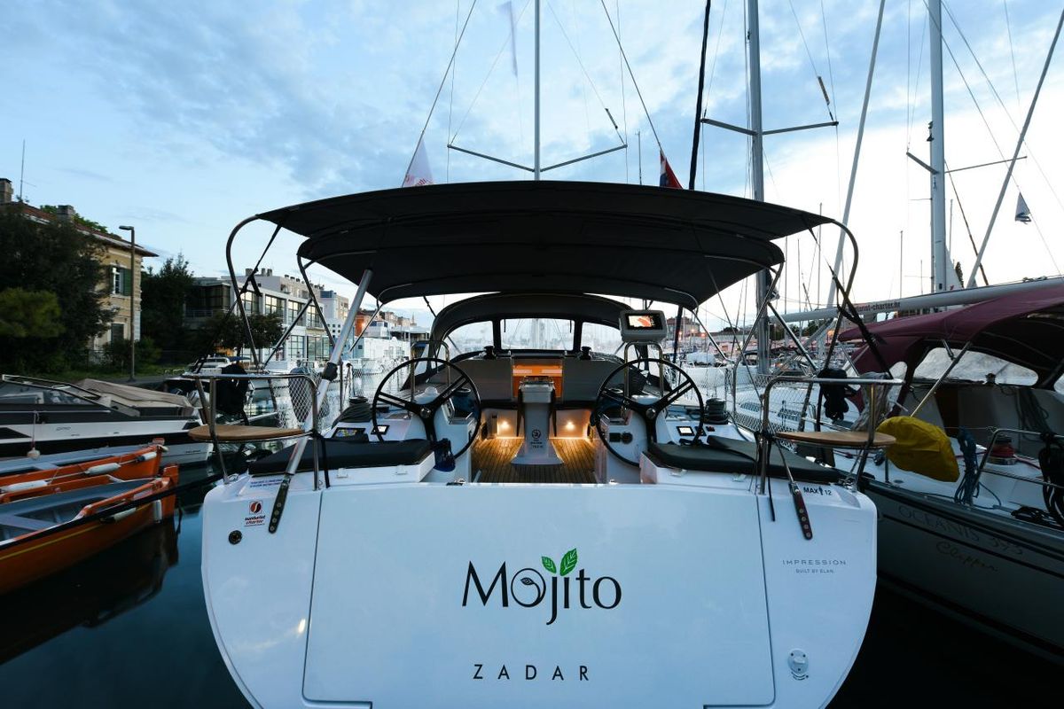 Exterior view of Mojito, a Elan Impression 50 sailboat at Zadar, Croatia