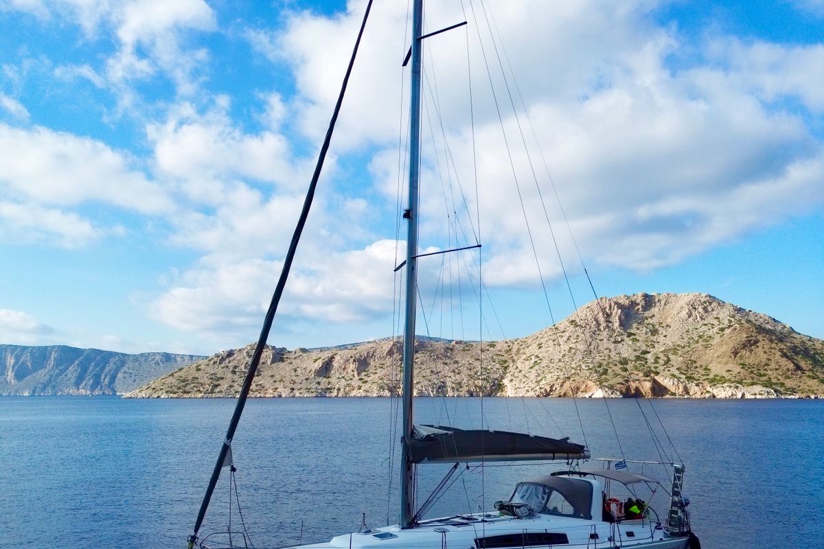 Exterior view of ZOI, a Beneteau Oceanis 50 Family sailboat at Municipal Unit of Lefkada, Greece