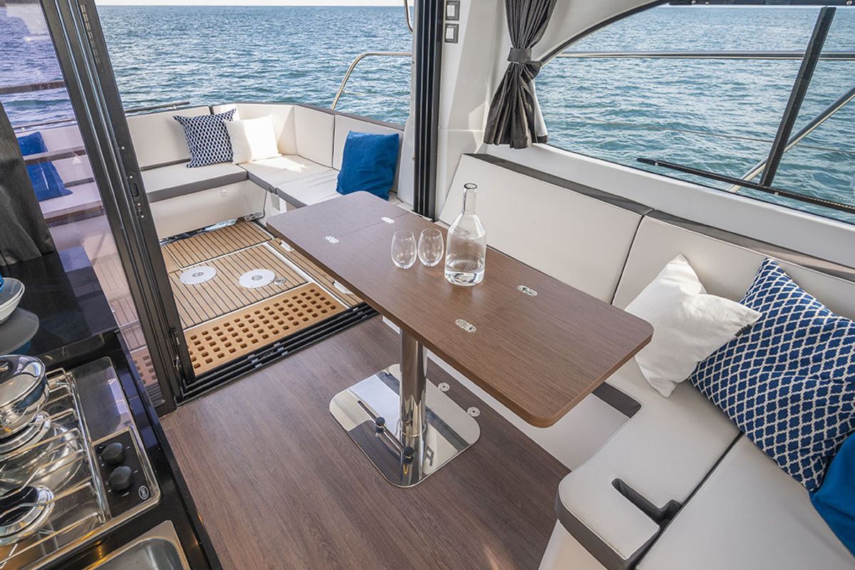 Salon of ELA, a Beneteau Antares 11 OB motorboat at Grad Pula, Croatia