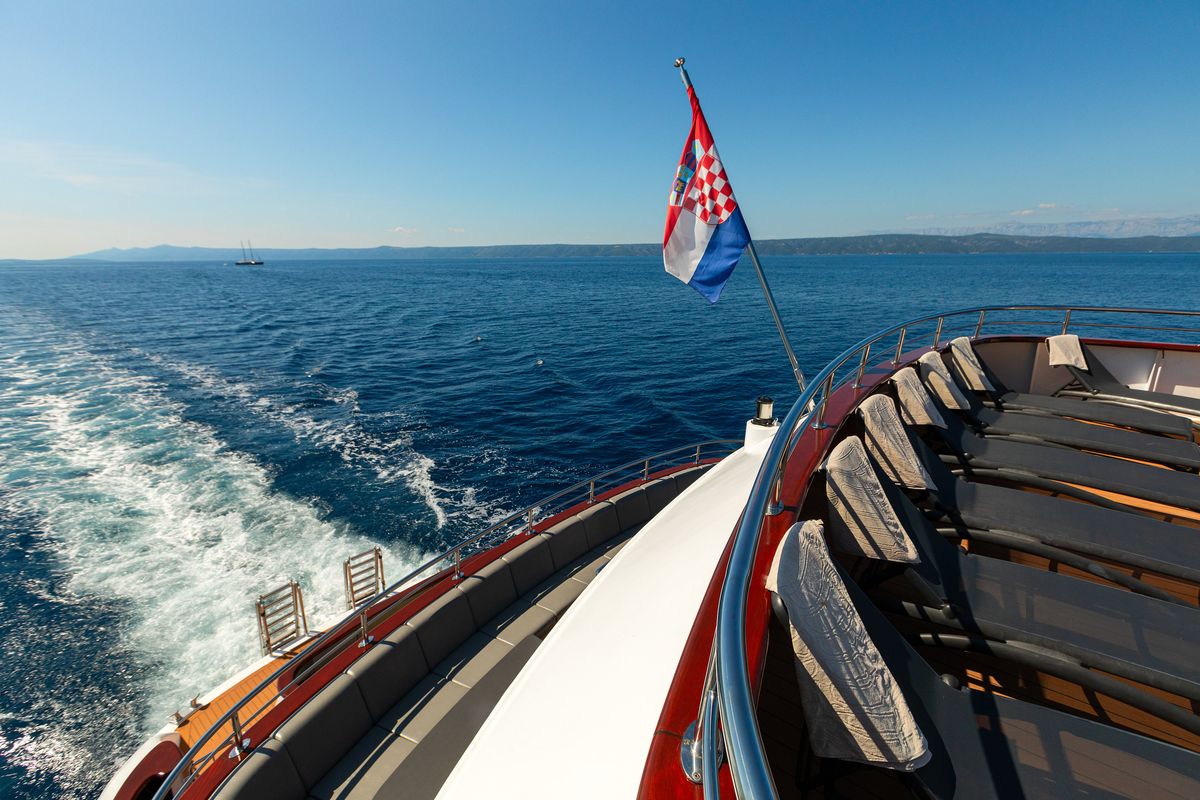 Deck of Yolo, a Gulet Motoryacht yacht at Split, Croatia