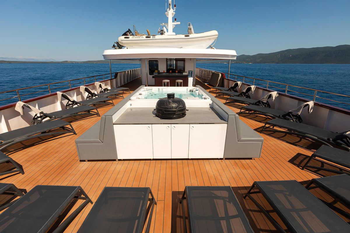 Deck of Yolo, a Gulet Motoryacht yacht at Split, Croatia