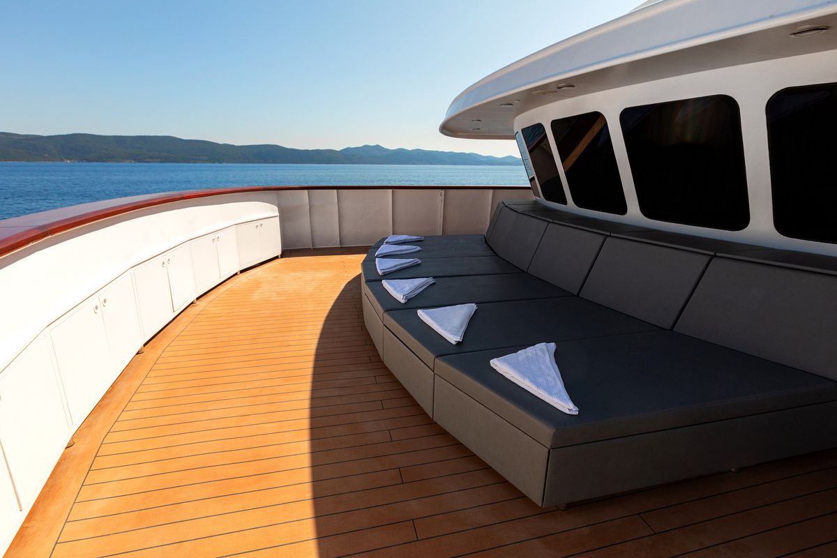 Deck of Yolo, a Gulet Motoryacht yacht at Split, Croatia