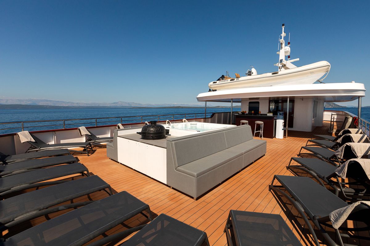 Deck of Yolo, a Gulet Motoryacht yacht at Split, Croatia