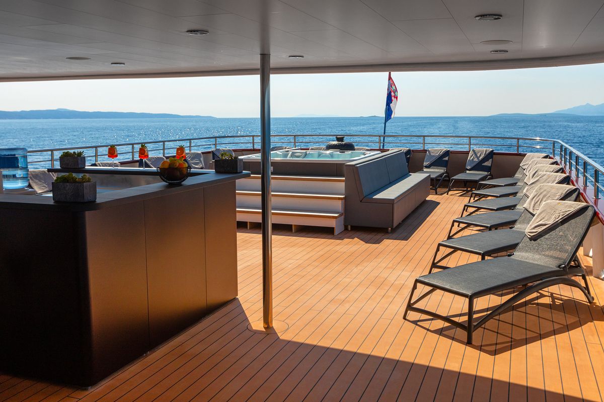 Deck of Yolo, a Gulet Motoryacht yacht at Split, Croatia