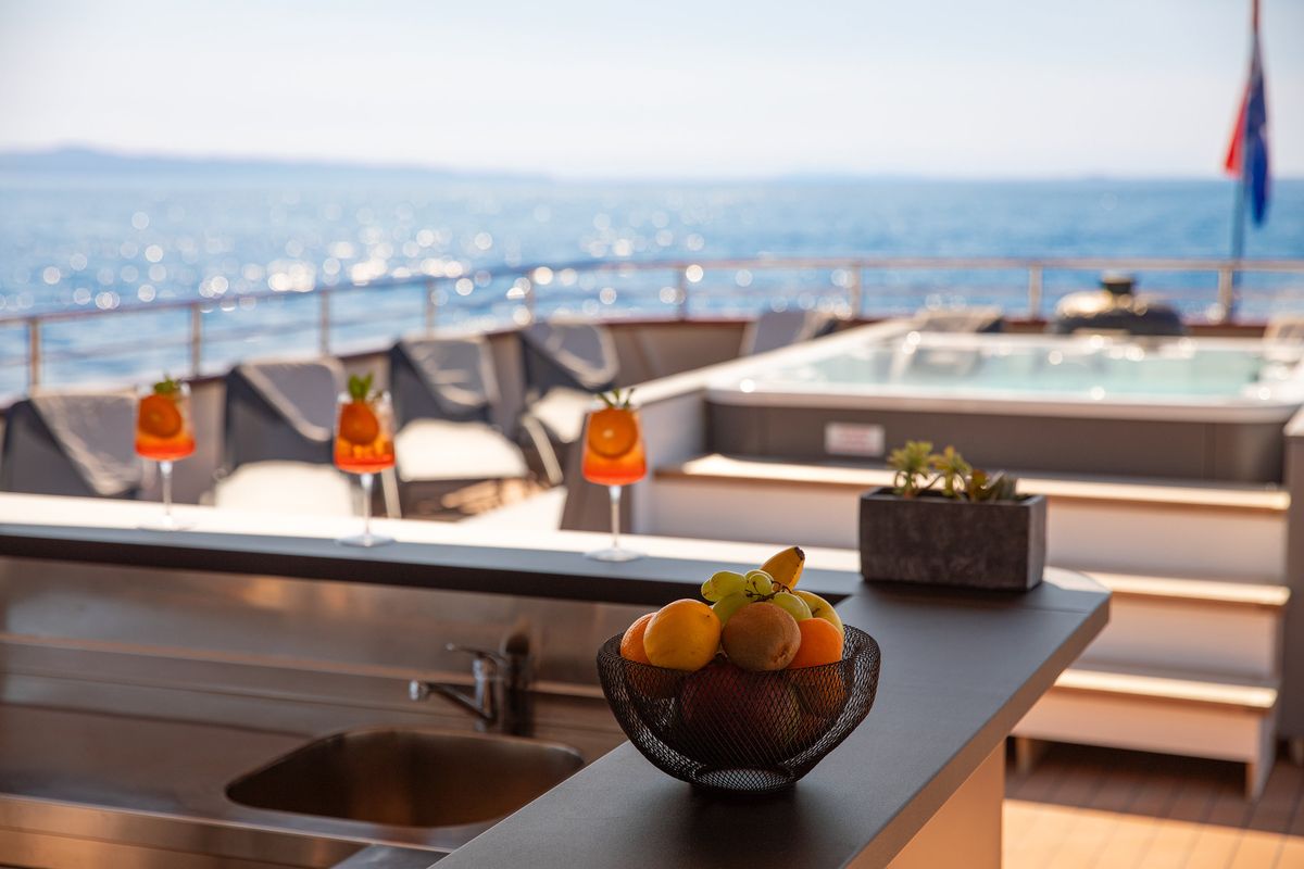 Deck of Yolo, a Gulet Motoryacht yacht at Split, Croatia