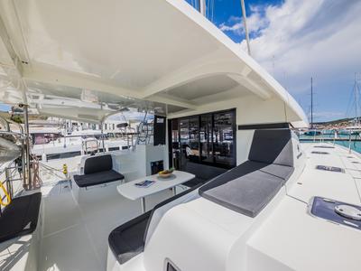 Deck of Edita, a Lagoon 42 catamaran at Seget Donji, Croatia